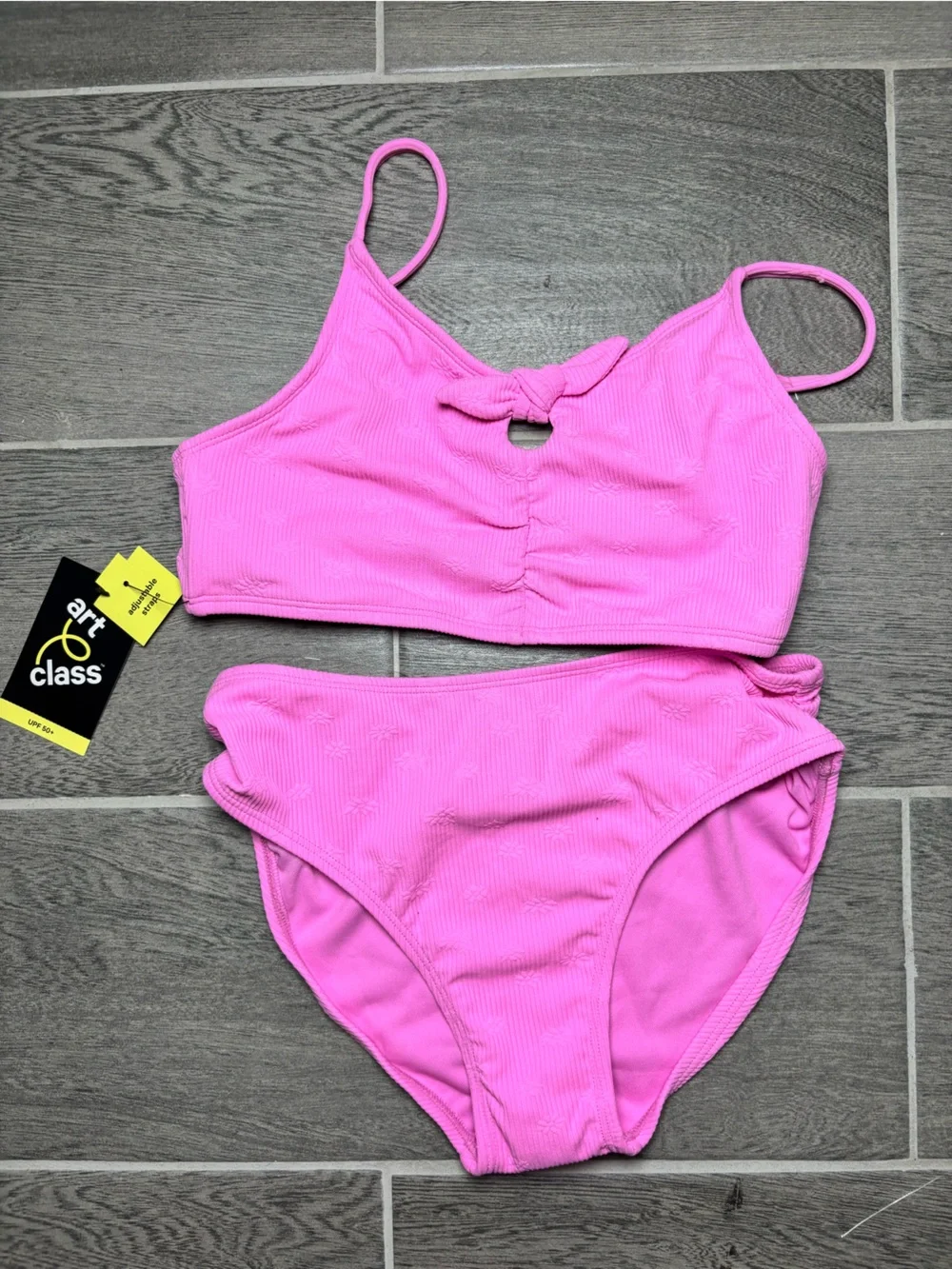art class Pink Ribbed Two-Piece Swim Set for Kids
